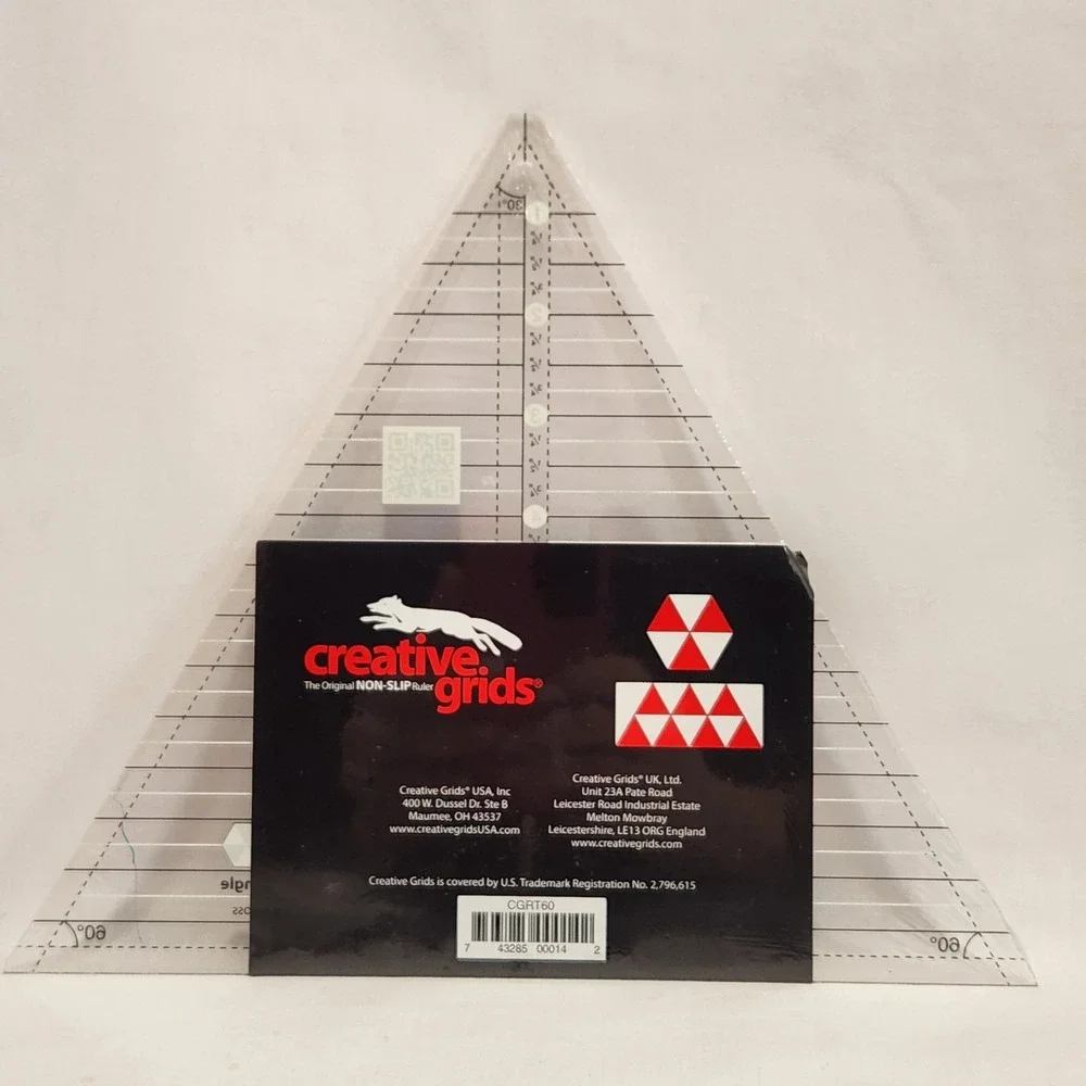 Creative Grids Non-Slip 60 Degree Triangle 8 Inch Finished Size Ruler CGRT60 USA
